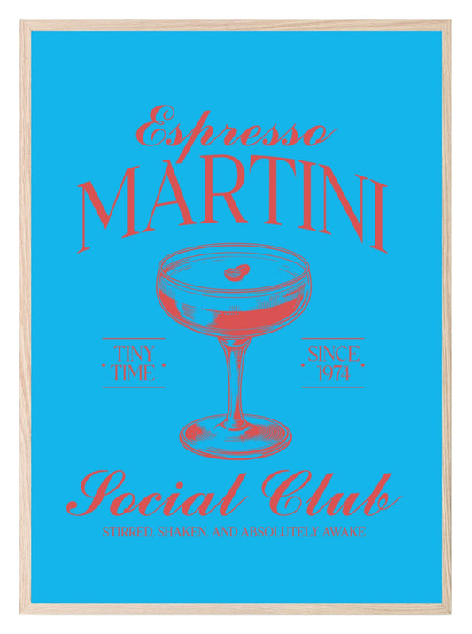 Espresso Martini Social Club Print | Stirred Shaked And Absolutely Awake | Cocktail Wall Art