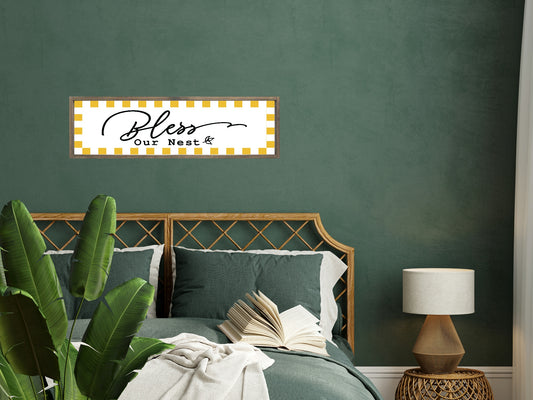 Bless Our Nest Print | Panoramic Sign | 16"x5"