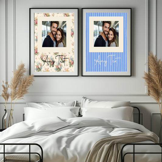 Personalised Blue Stripe Photo Print
