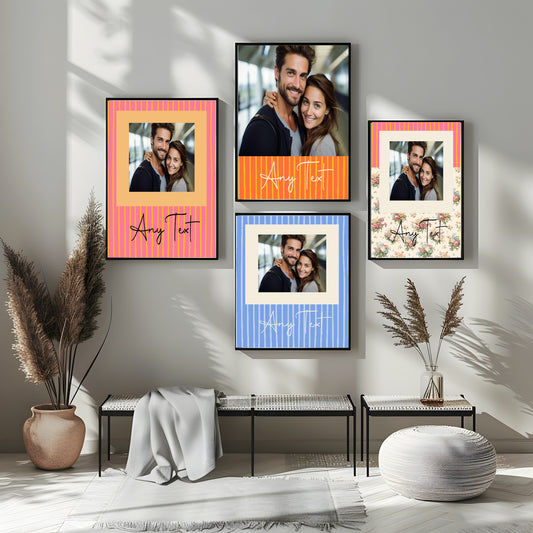 Personalised Floral & Stripes Photo Print