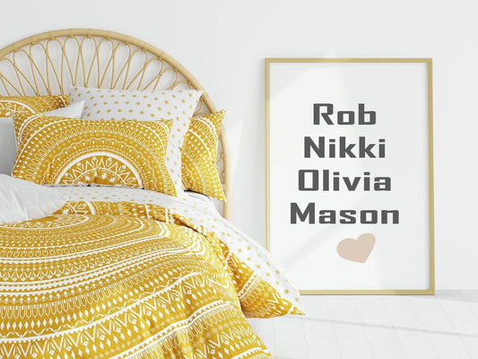 Personalised Family Names Print | Bold Customisable Wall Art