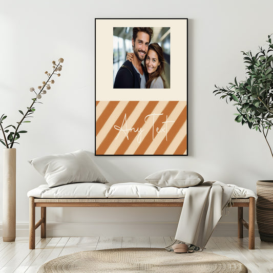 Personalised Autumnal Diagonal Stripe Photo Print