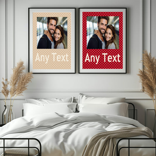 Personalised Polka Dot Photo Print | Red & Cream