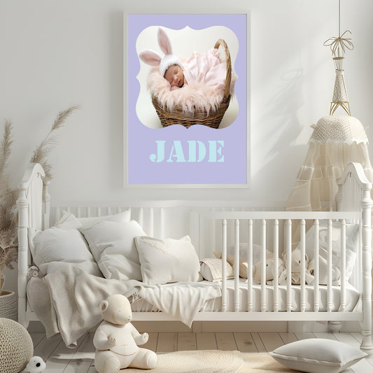 Personalised Modern & Bright Stencil Name Photo Print | Numerous Colour Options