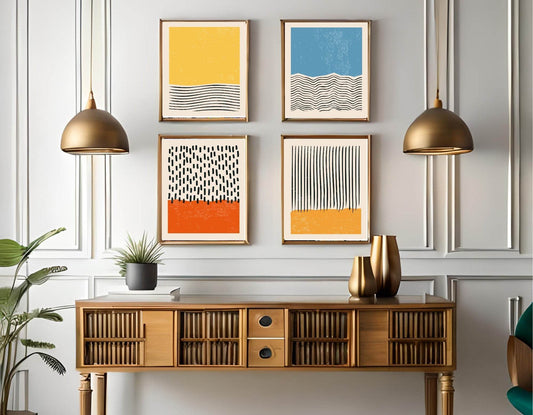 Set Of 4 Abstract Geometric Prints | Bright Modern Wall Art
