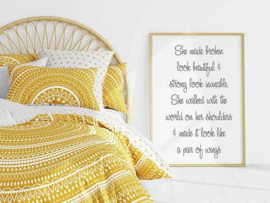She Made Broken Look Beautiful Print | Inspirational Wall Art