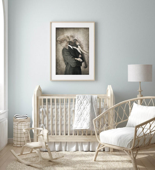 Anthropomorphism Collection Prints | Vintage Style | Animals Dressed Like Humans | Elephant, Dog, Wolf, Lion, Bird