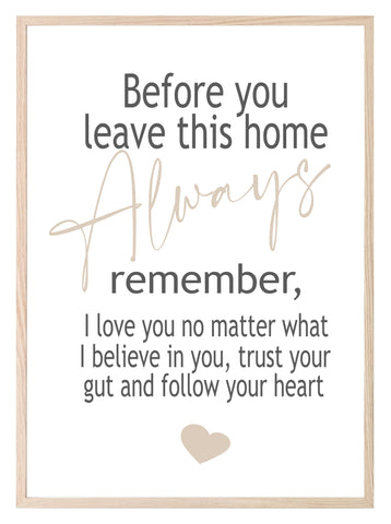Before You Leave Home Rules Print | Family Wall Art | Customisable - Larosier Prints