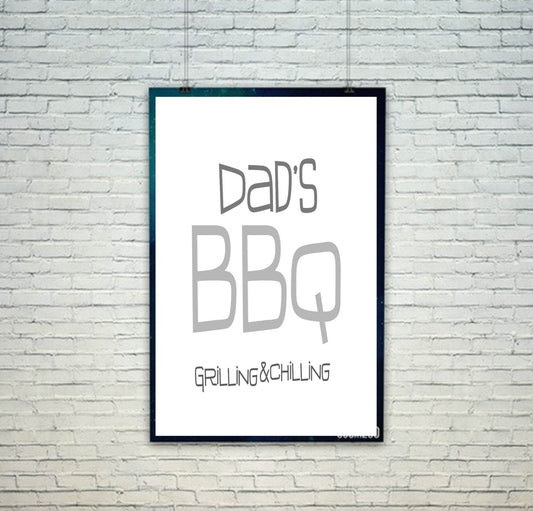 Dad's BBQ Print | Grilling & Chilling Wall Art | Customisable