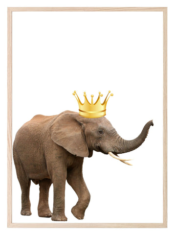 Elephant With Gold Crown Print | Animal Wall Art - Larosier Prints