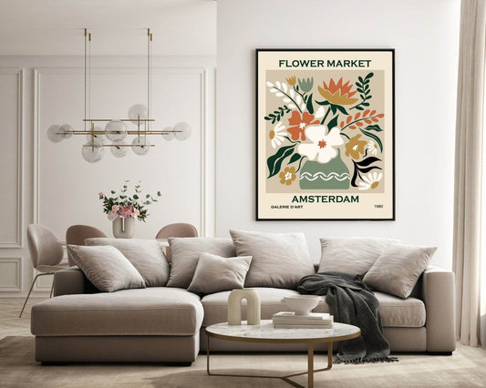 Flower Market Amsterdam Print | Modern Floral Wall Art