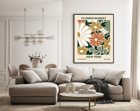 Flower Market New York Print | Modern Floral Wall Art