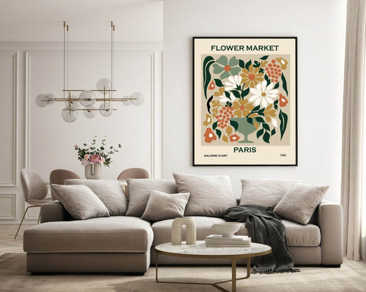 Flower Market Paris Print | Modern Floral Wall Art