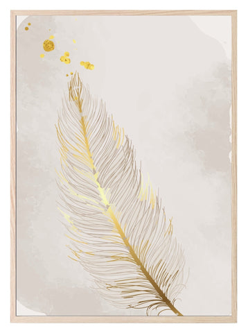 Gold Feather Print | Golden Wall Art - Larosier Prints