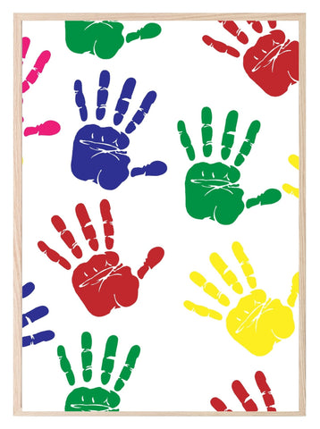 Handprints Print | Multi-Coloured Nursery & Play Room Wall Art - Larosier Prints