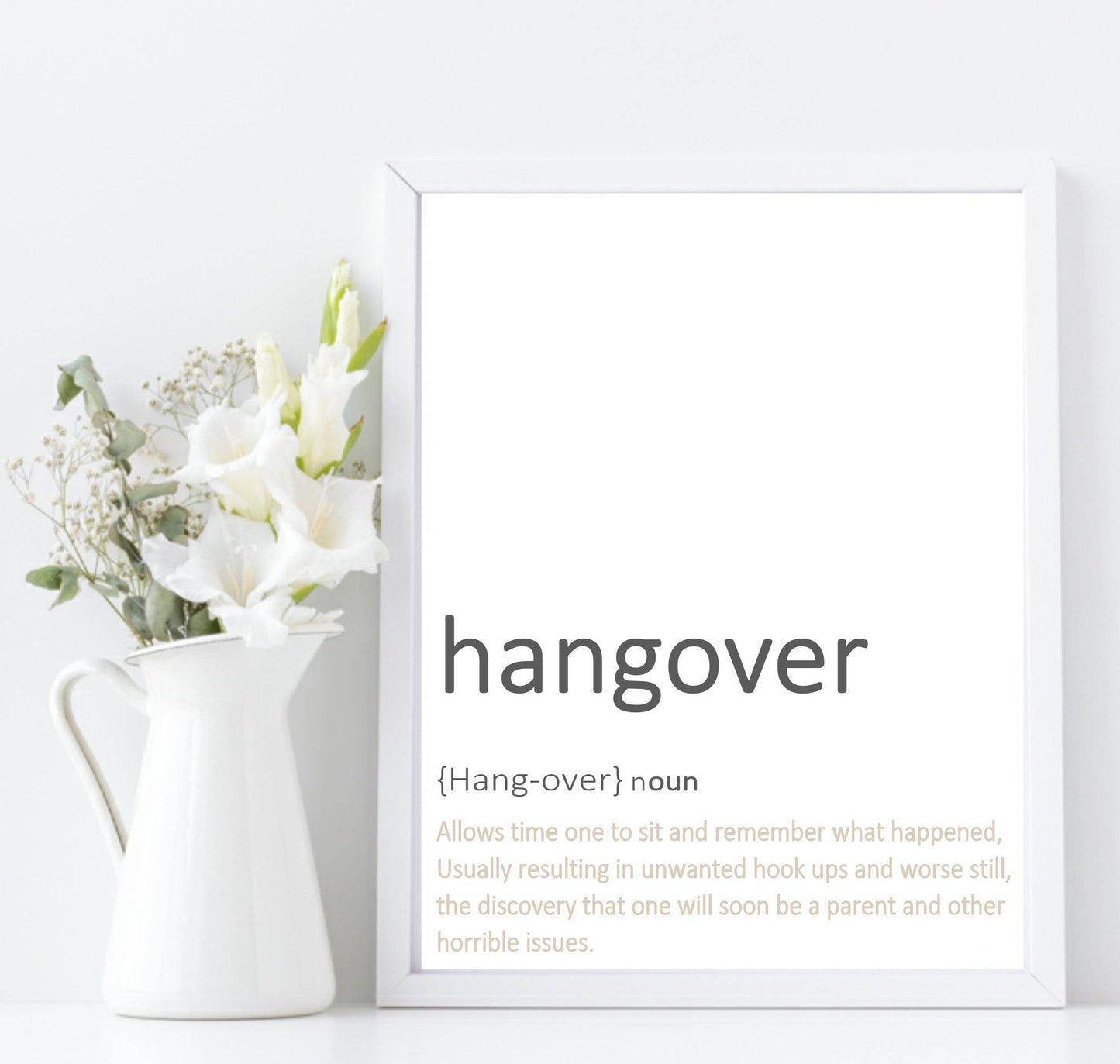 Hangover Definition Print | Food & Drink Wall Art | Customisable
