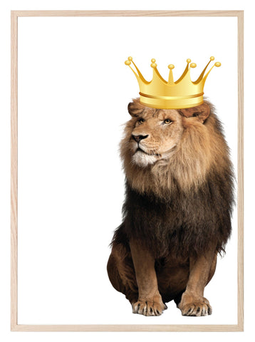 Lion With Gold Crown Print | Animal Wall Art - Larosier Prints