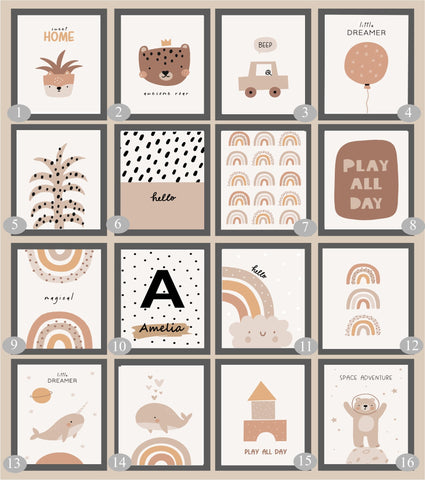 Neutral Nursery Collection Prints | Vol.1 | Personalized Polka Dot Print Initial And Name |