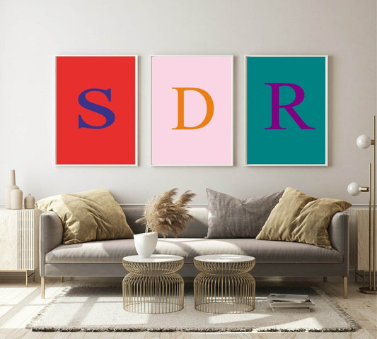 Personalised Brights Initial And Colour Print | Wall Art Decor