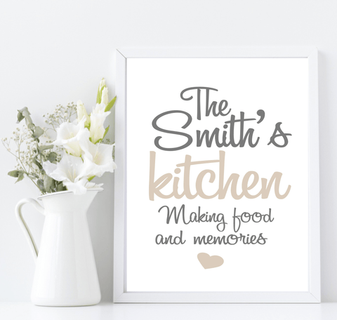 Personalised Family Name kitchen wall art print