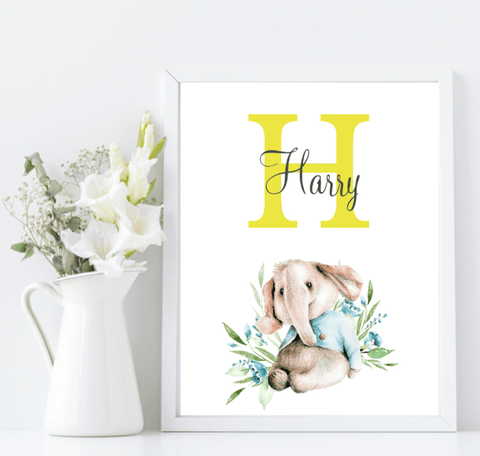 Personalised Oh Baby Animal, Initial And Name | Kids Wall Art | Nursery Prints