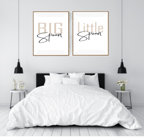 Set of 2 Big Spoon & Little Spoon Prints | Over The Bed Wall Art