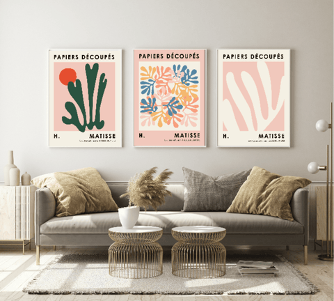 Set of 3 Matisee Papiers Decoupes abstract modern prints