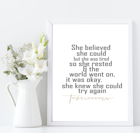 She believed she could wall art print