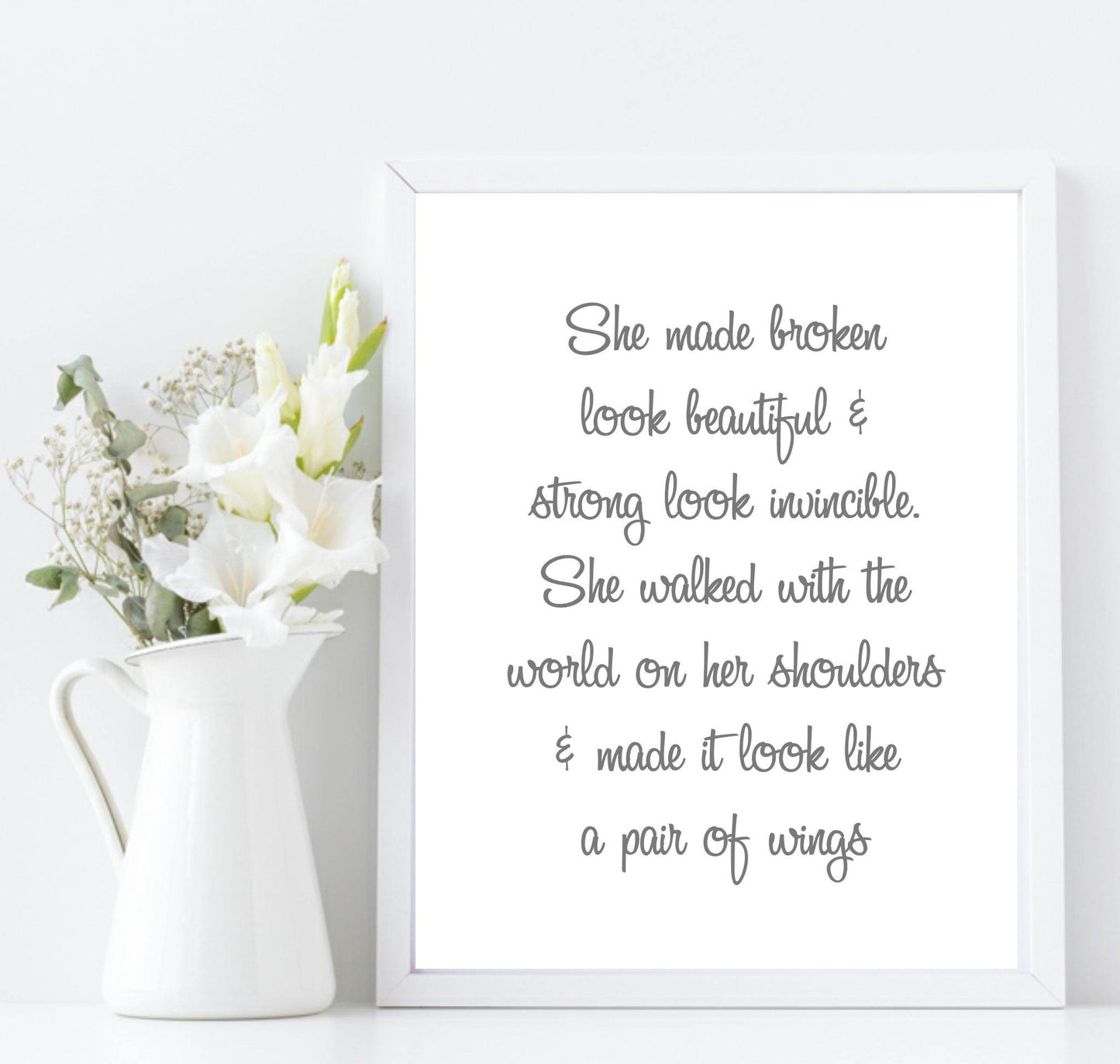 She Made Broken Look Beautiful Print | Inspirational Wall Art