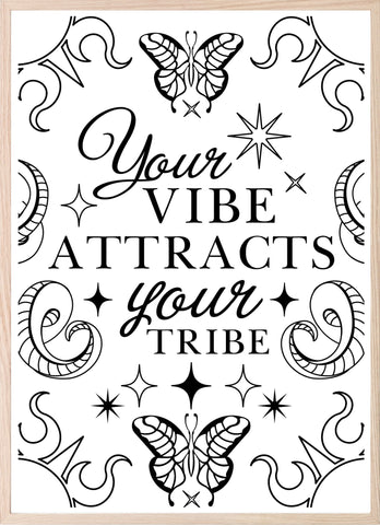 Your Vibe Attracts Your Tribe Print | Celestial Wall Art - Larosier Prints