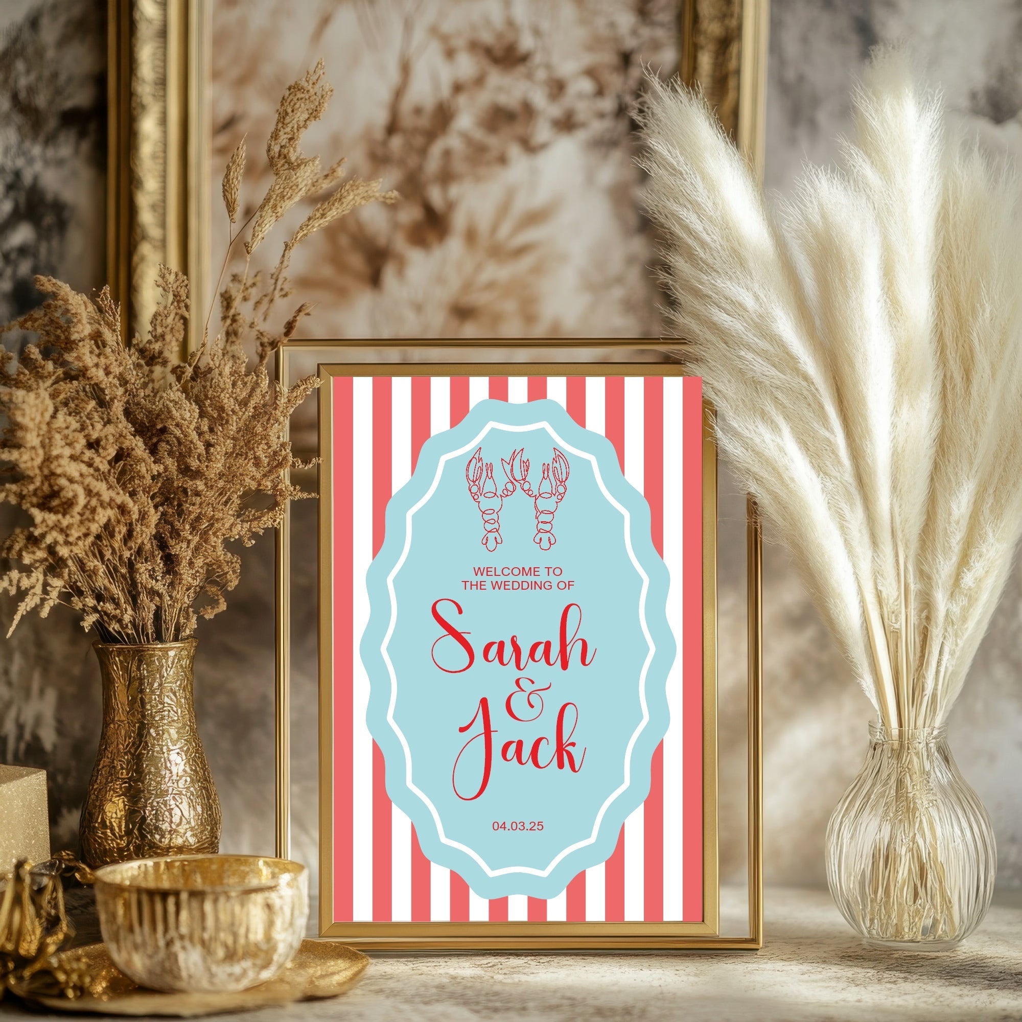 Lobster Wedding Party Collection | Red & Blue