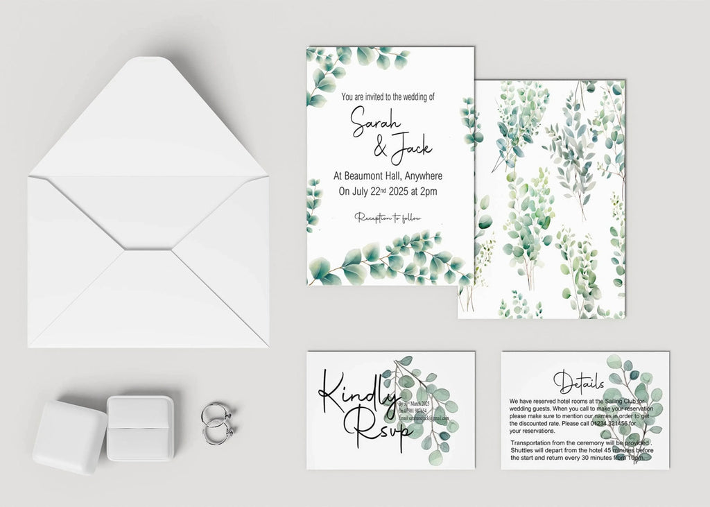 Eucalyptus Wedding Invitation Suite - Larosier Prints
