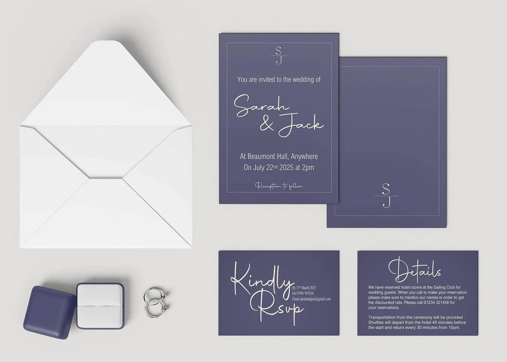 Sapphire Wedding Invitation Suite - Larosier Prints