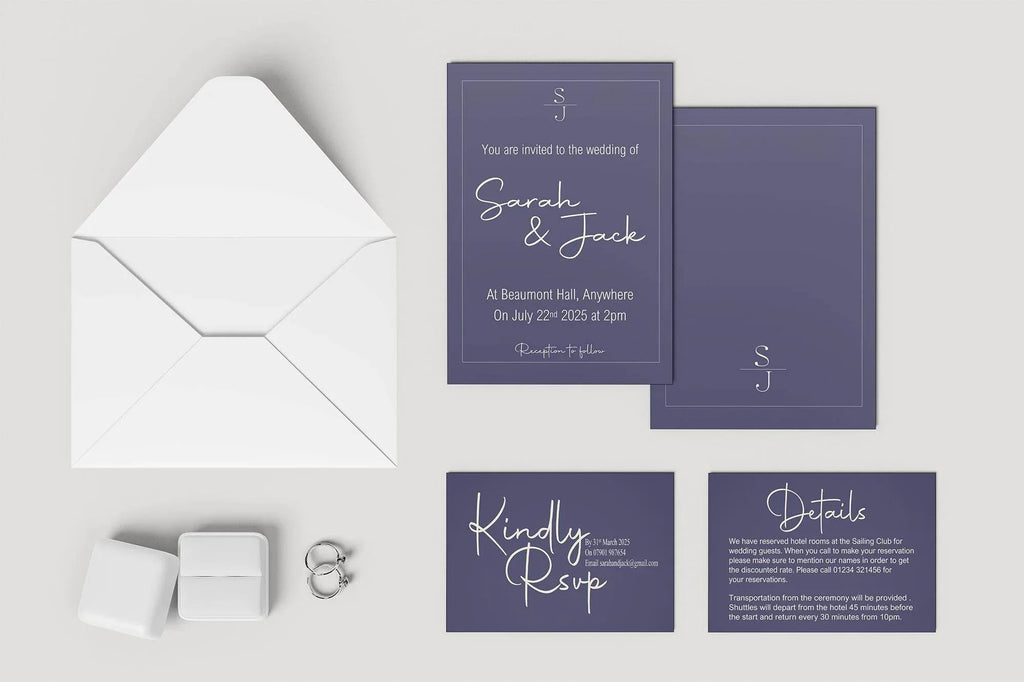 Sapphire Wedding Invitation Suite - Larosier Prints