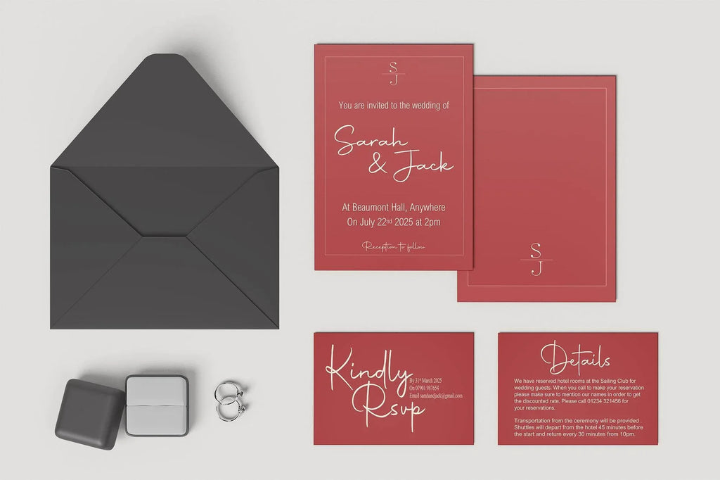 Rosewood Wedding Invitation Suite - Larosier Prints