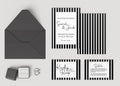 Black & White Stripe Wedding Invitation Suite - Larosier Prints