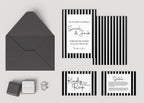 Black & White Stripe Wedding Invitation Suite - Larosier Prints