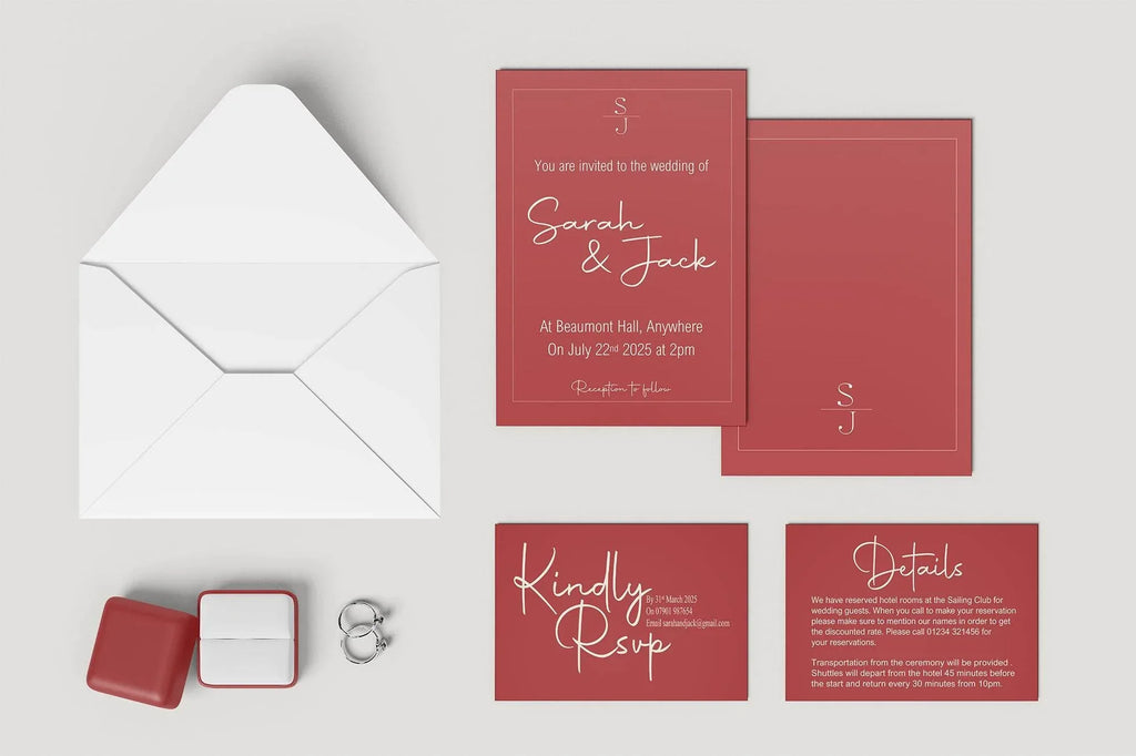 Rosewood Wedding Invitation Suite - Larosier Prints
