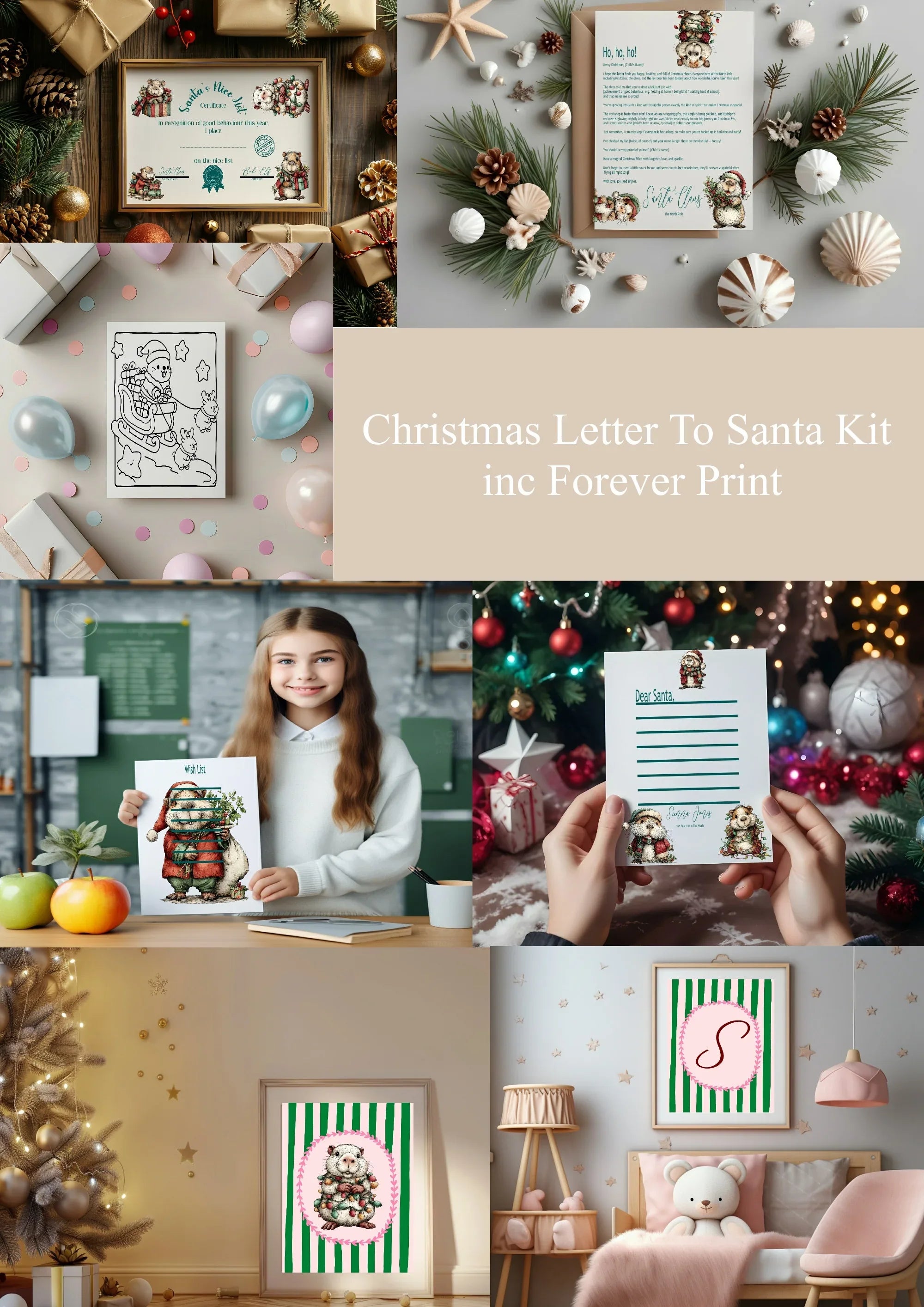 Christmas Capybara Letter to Santa Kit inc Personalised Forever Print - Larosier Prints