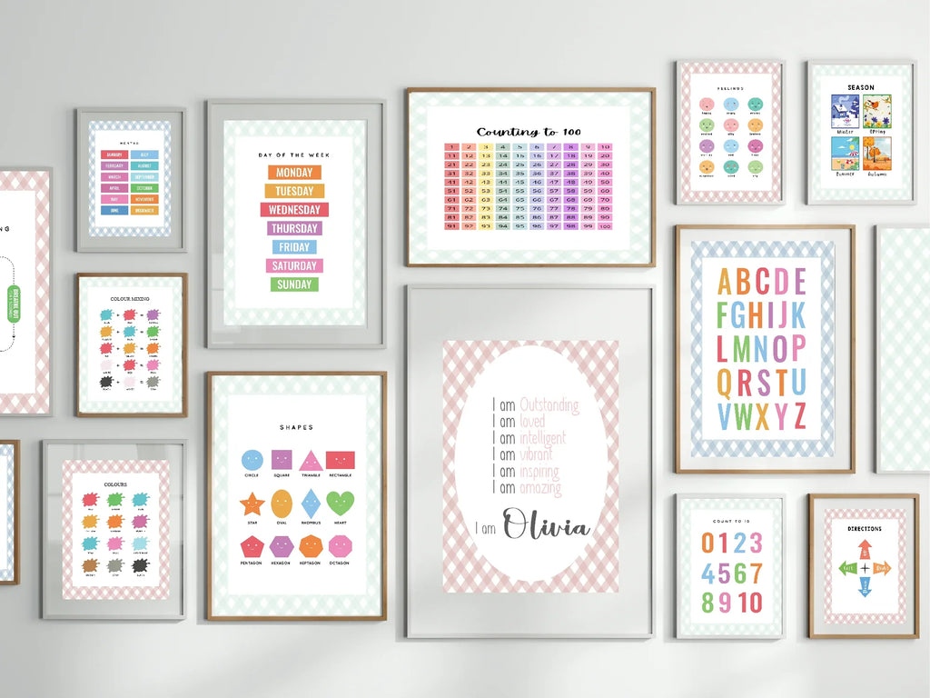 Pastel Plaid Square Breathing Emotional Support Tool Wall Art | Blue, Pink or Mint Green - Larosier Prints