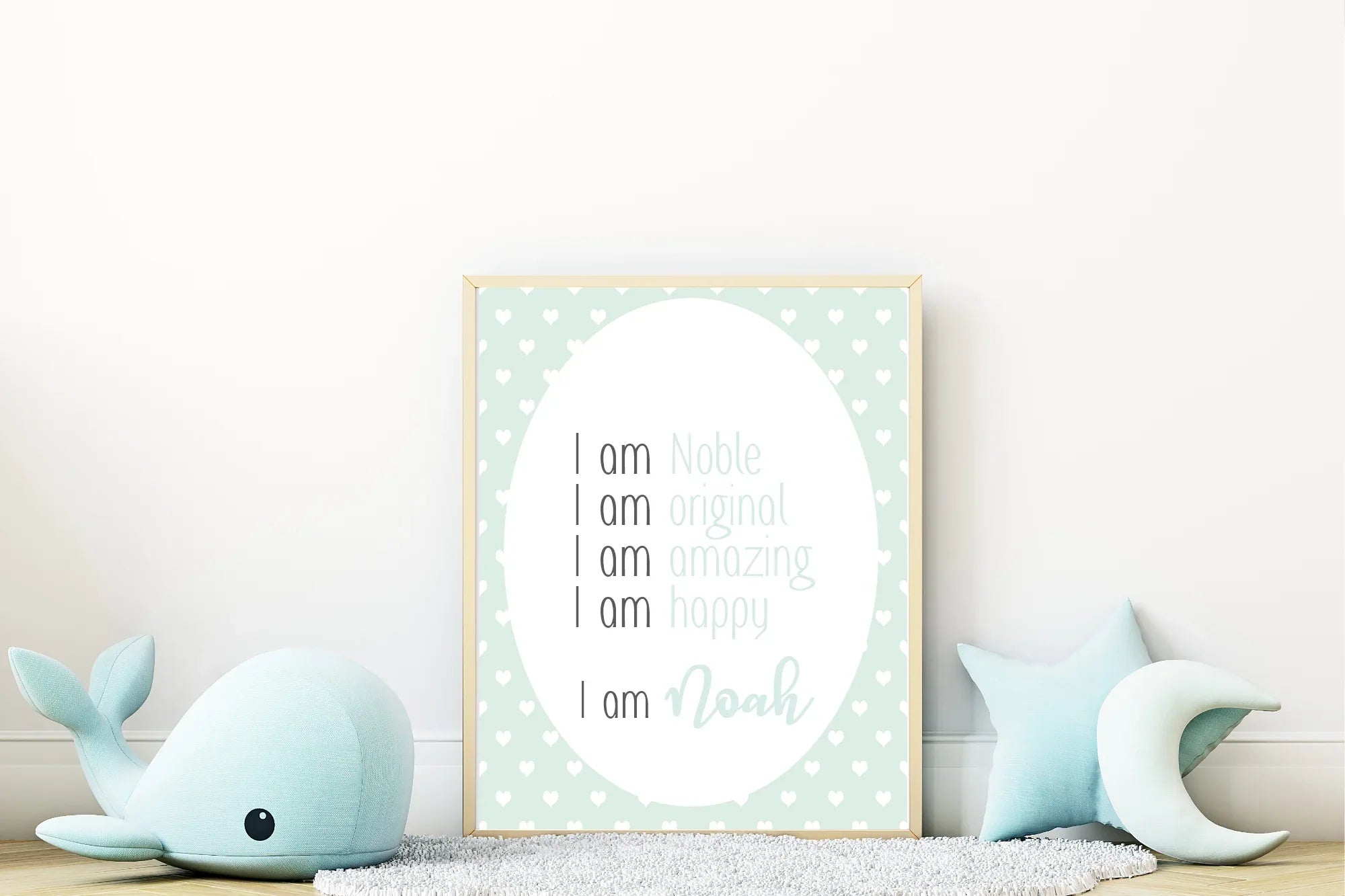 Mint Green & White Heart Acrostic Poem - Larosier Prints