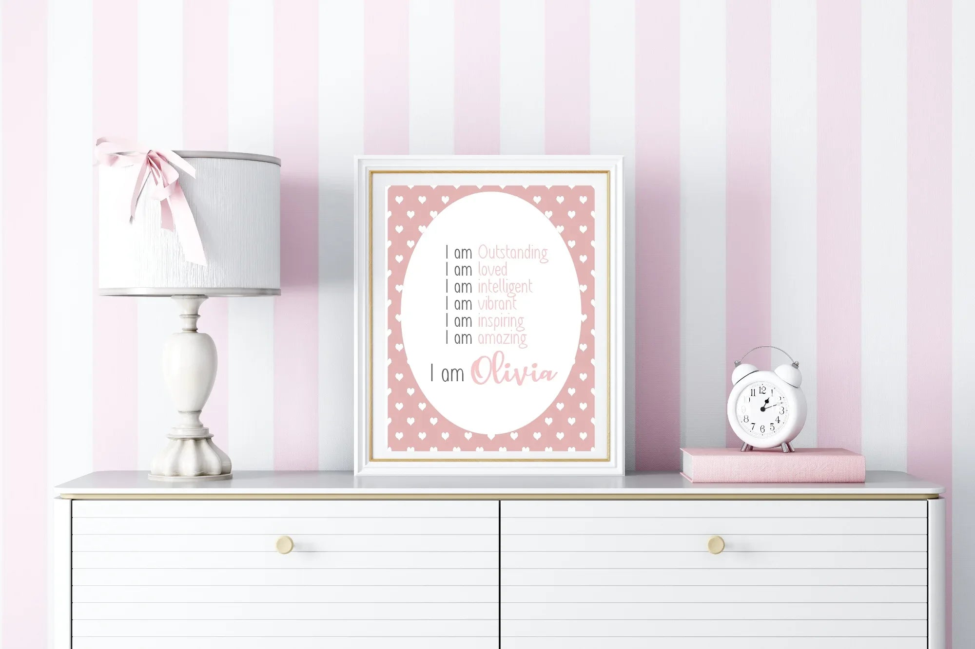 Pink & White Heart Acrostic Poem - Larosier Prints