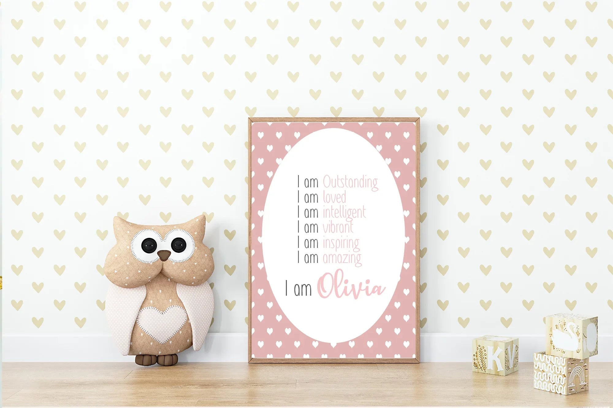 Pink & White Heart Acrostic Poem - Larosier Prints