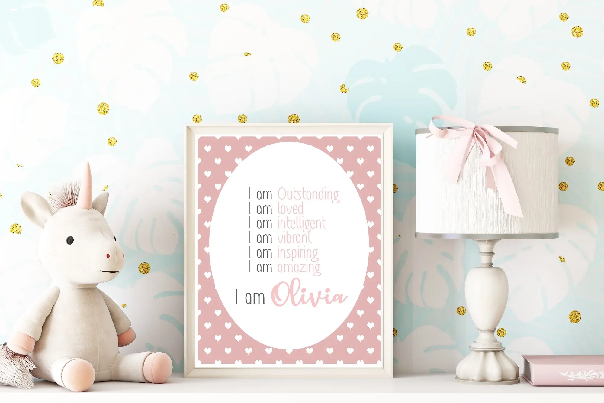 Pink & White Heart Acrostic Poem - Larosier Prints