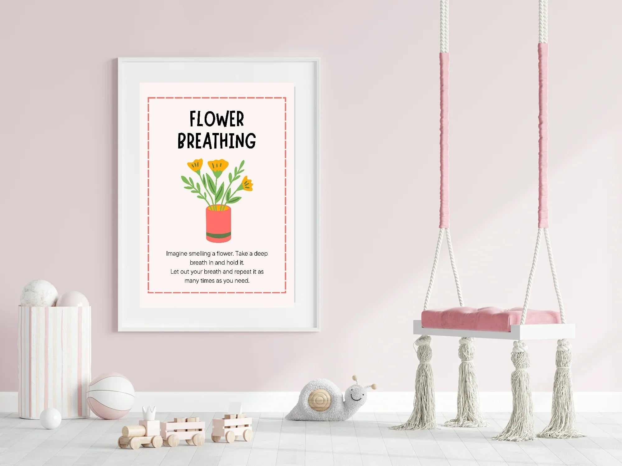 Flower Breathing Poster | Calm Breathing Companion Wall Art - Larosier Prints