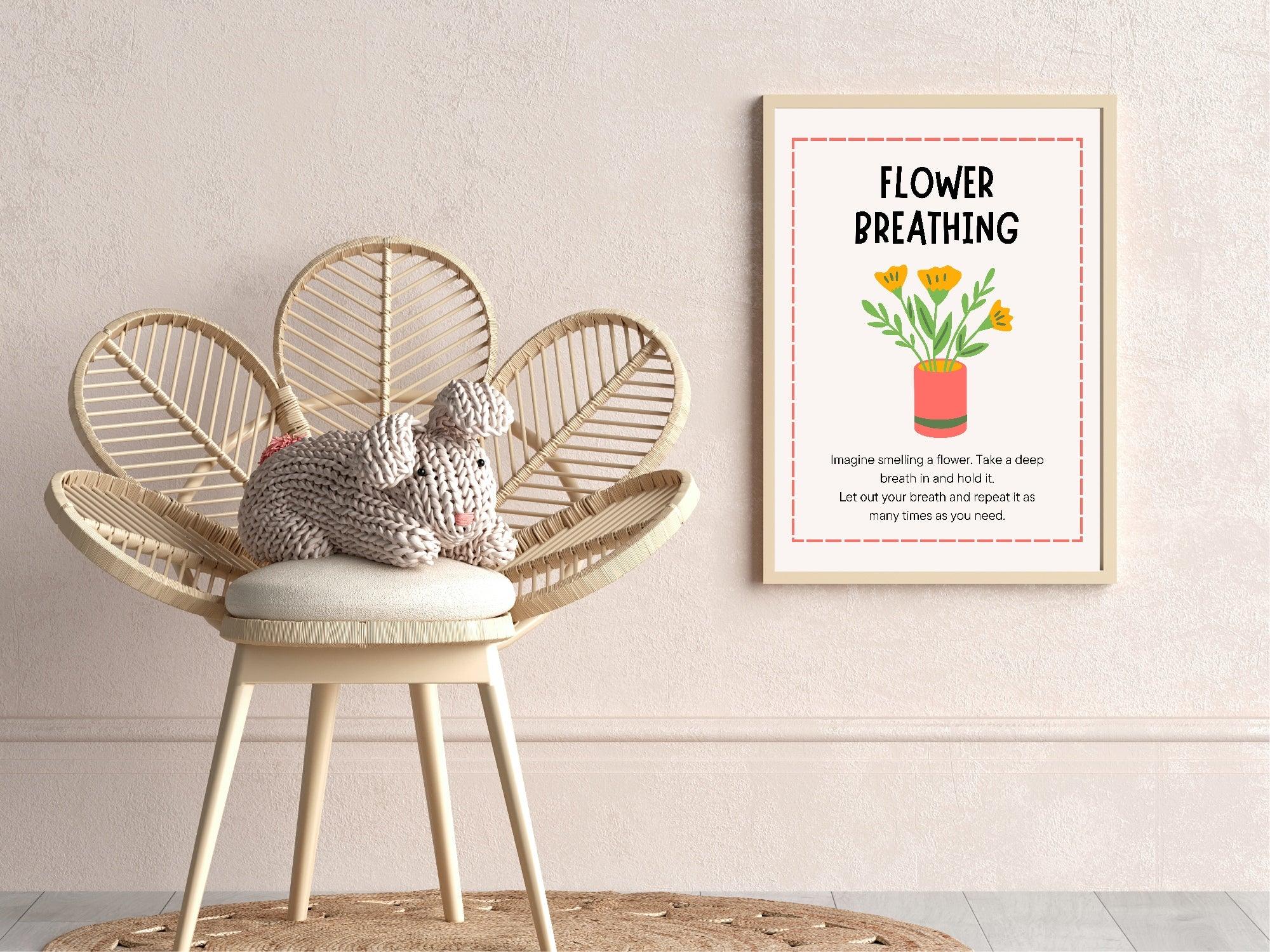 Flower Breathing Poster | Calm Breathing Companion Wall Art - Larosier Prints
