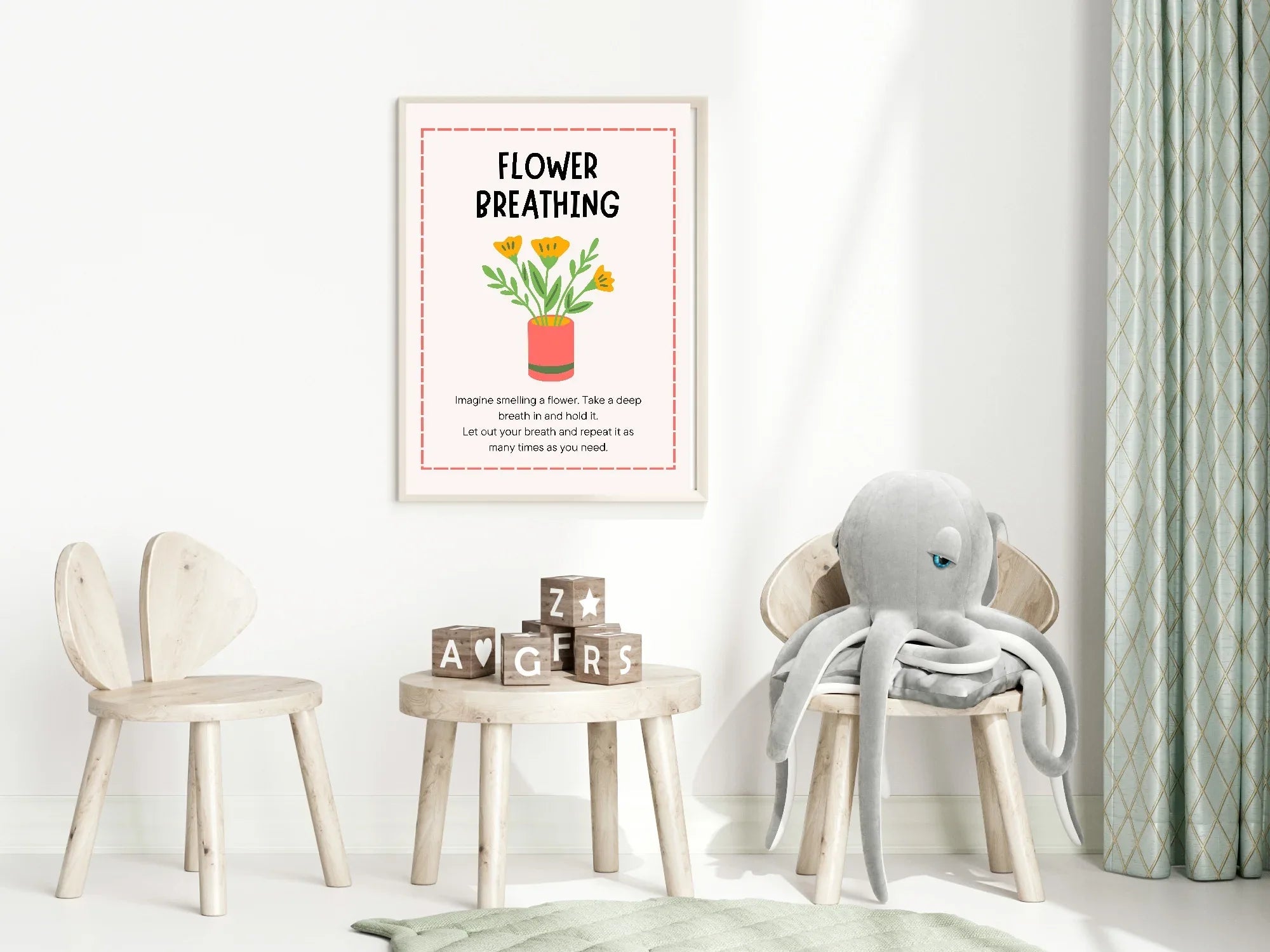Flower Breathing Poster | Calm Breathing Companion Wall Art - Larosier Prints