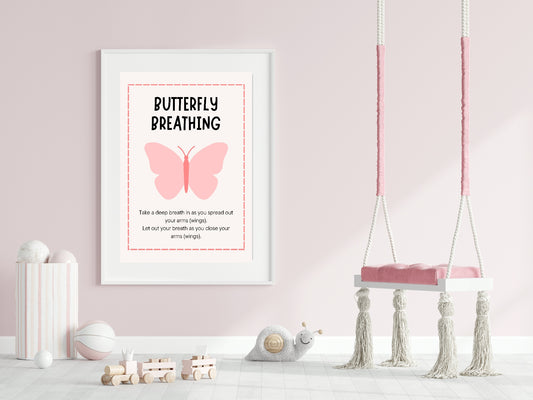 Butterfly Breathing Poster | Calm Breathing Companion Wall Art