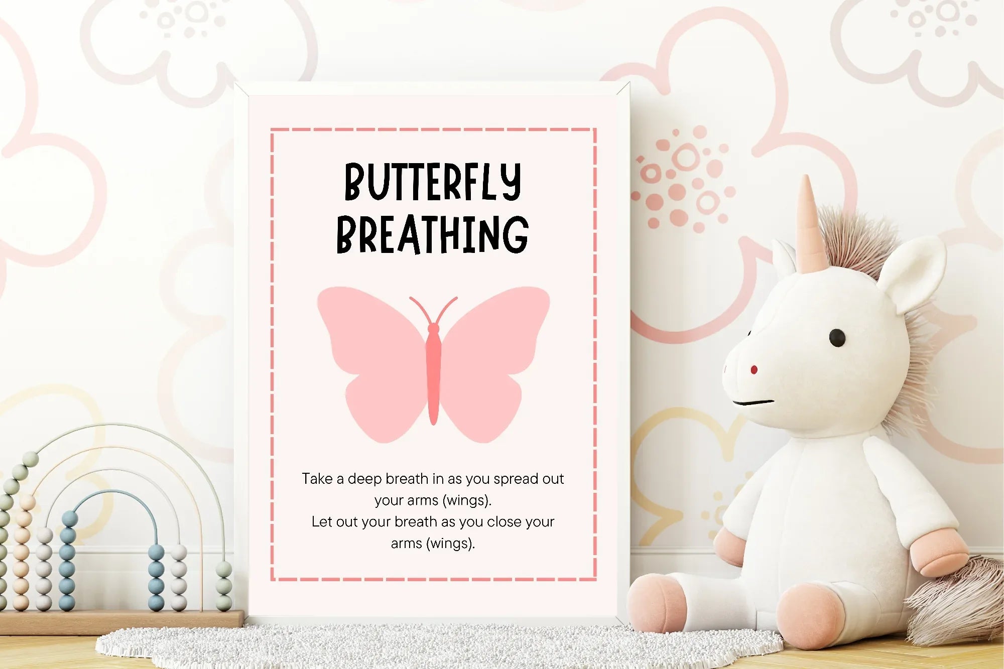 Butterfly Breathing Poster | Calm Breathing Companion Wall Art - Larosier Prints