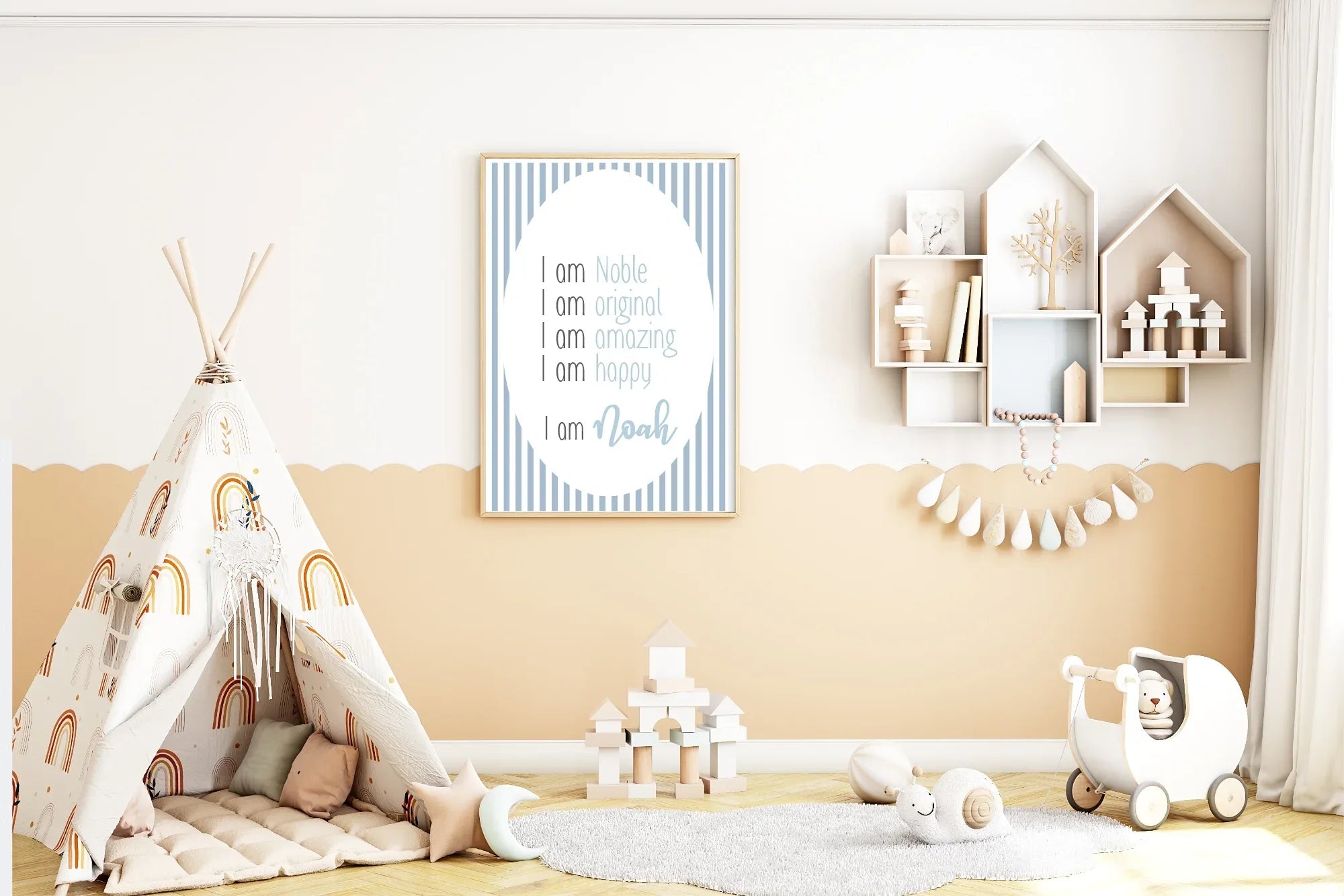 Blue Stripe Acrostic Poem - Larosier Prints